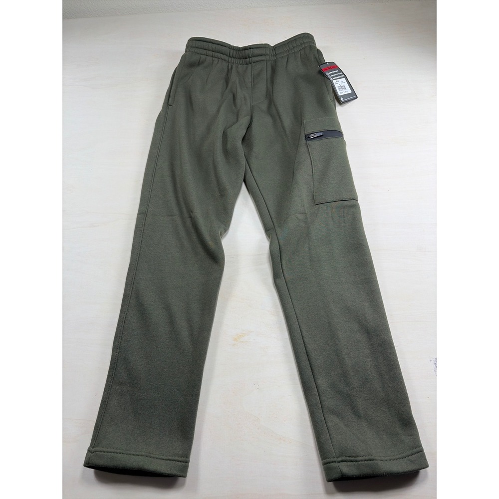 Tec-One Mens Fleece Cargo Sweatpants Olive Green Warm Insulation Small NWT